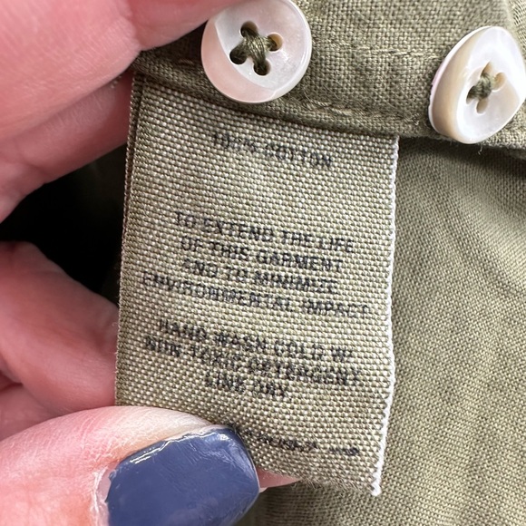 ALEX MILL organic cotton miliary green button long sleeve boho grunge blouse XL - Picture 7 of 15